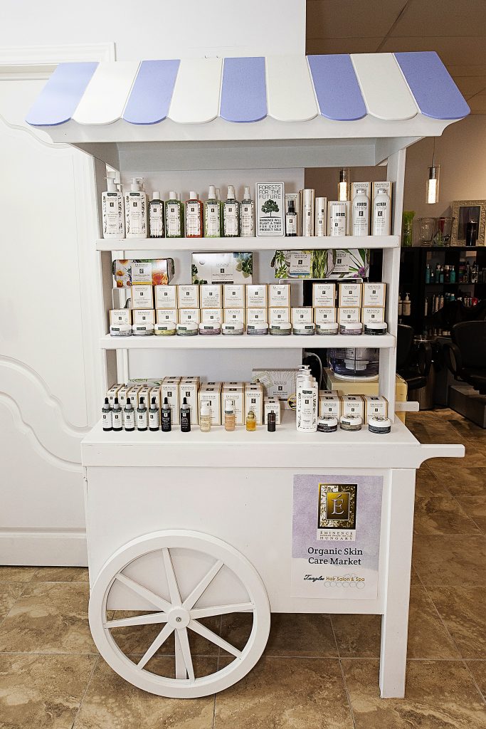 Eminence product Cart in Tangles hair Salon & Spa